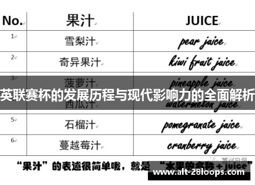 英联赛杯的发展历程与现代影响力的全面解析